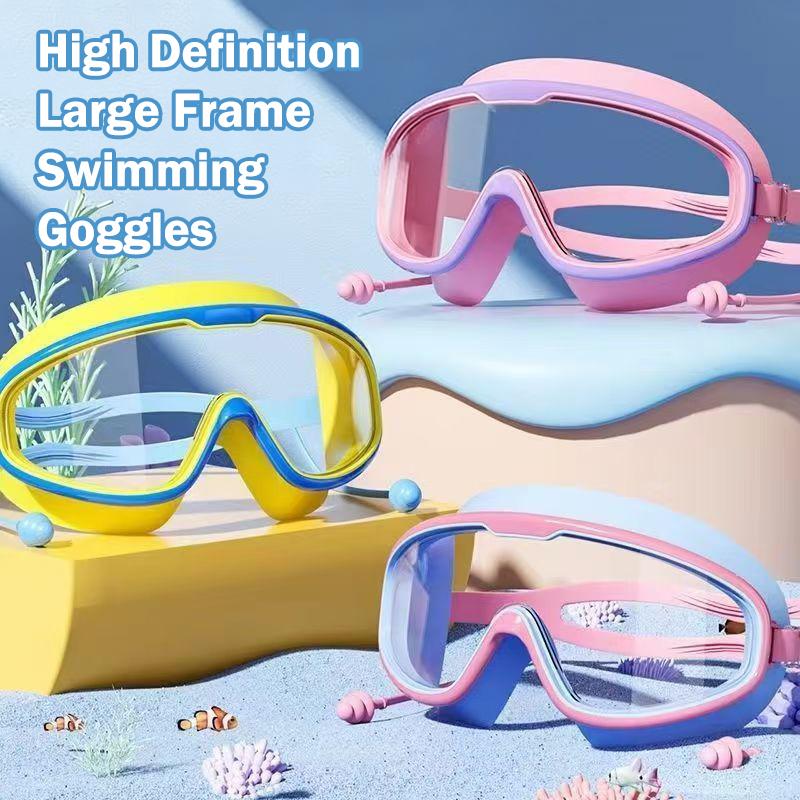 Swimming Goggles Anti Fog - 【F】1PC Kacamata Renang Bingkai Besar Tampilan